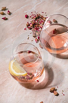 Pink rose champagne or lemonade