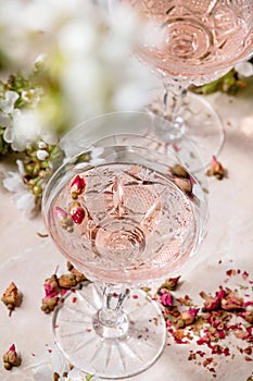 Pink rose champagne or lemonade