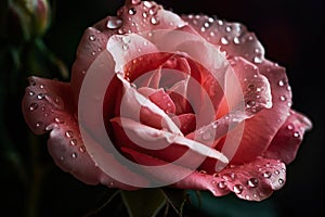 pink rose with dropplets of Water created by generative AI