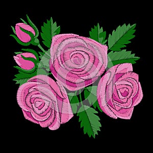 Pink Rose Embroidery