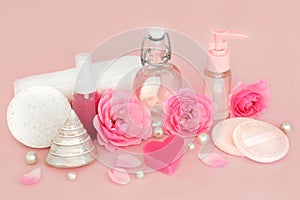 Pink Rose Flower Spa Beauty Treatment Products