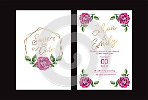 Pink rose flower wedding invitation