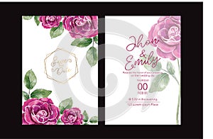 Pink rose flower wedding invitation