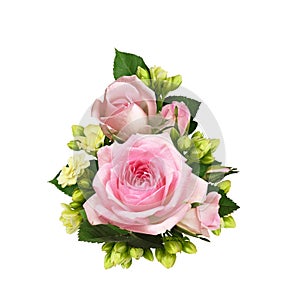 Pink rose flowers in a floral arrangement isolated