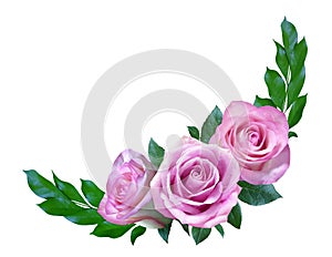 Pink rose flowers frame for wedding invitation or greeting card