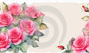 pink rose flowes background There are small green leaves