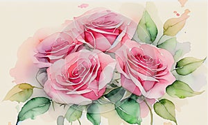 pink rose flowes background There are small green leaves