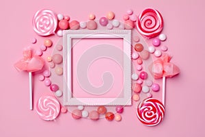 pink rose frame and lillipops