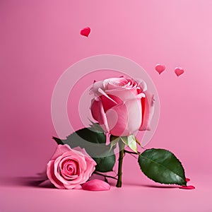 pink rose and heart for 8 march working women\'s day