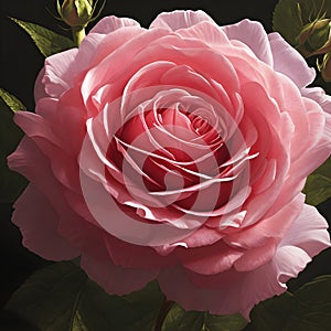 Pink rose macro, rose flower background. Generative Ai