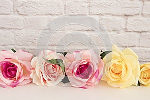 Pink Rose Mock Up. Styled Stock Photography. Floral Frame, Styled Wall Mock Up. Rose Flower Mockup, Valentine Mothers Day Card, Gi