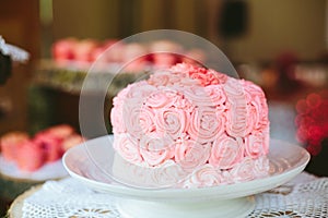 Pink Rose OmbrÃ© Wedding Cake