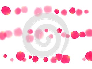 Pink rose petals falling vector valentine background.