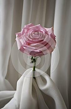 Pink rose and silk