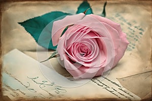 pink rose on a vintage backgroundpink rose on a vintage backgroundpink roses on old paper