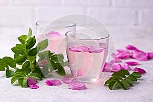 Pink rose water, summer healthy drink