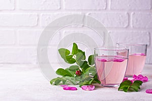 Pink rose water, summer healthy drink