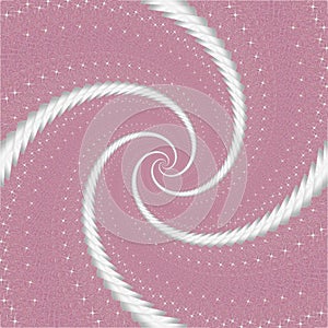 Pink rose and white fractal, abstract spiral background