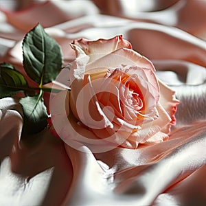 Pink Rose on White Sheet