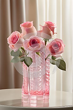 a pink roses arranged in a sophisticate