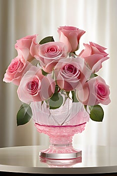 a pink roses arranged in a sophisticate