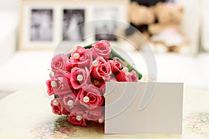 Pink Roses with Blank Note
