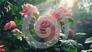 The Pink Roses in Bloom.AI generated image