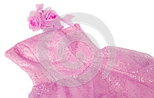 Pink roses bride dress