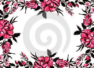 Pink roses flower border soft background for valentine