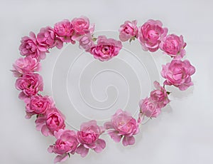 Pink roses Heart shape.on white background.Rose is a flower symbol represents love, romance in Valentines Day