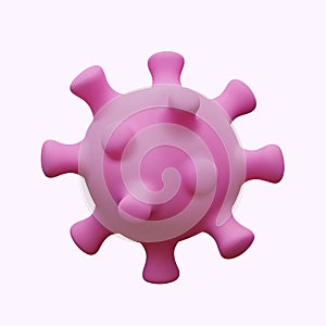 Pink round bacteria, 3D virus closeup. Vector image of coronavirus on white background