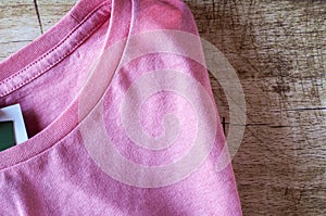 Pink round neck T-Shirt close up