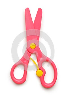 Pink safe children scissors