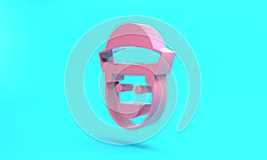 Pink Sailor icon isolated on turquoise blue background. Minimalism concept. 3D render illustration