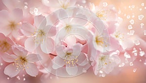 Pink sakura flowers background, soft pastel floral pattern, delicate petals, generative AI