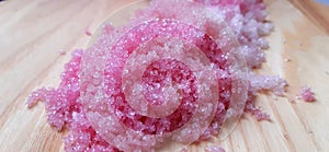 Pink salt. Body scrab photo