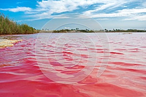 Pink salt lake La Salinas de La Mata of Torrevieja