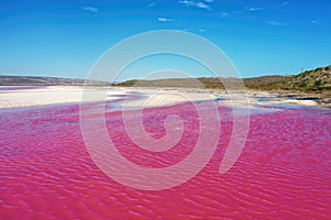 Pink Salt Lake Western Australia landscape view