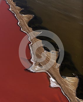 Pink salt water brine in Walvis Bay, Namibia