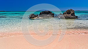 Pink sand of the Elafonisi beach, island of Crete