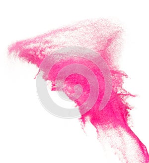 Pink Sand Storm desert with wind blow spin swirl around. Pink sand tornado storm with high wind. Fine Sand circle around, White