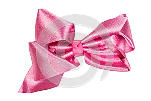 Pink Satin bow. Isolate on white