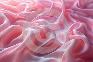 pink satin fabric background texture with wave pattern and copy space. Generative AI