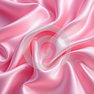 Pink satin fabric with smooth, flowing folds photo