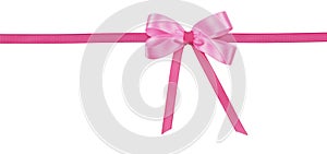 Pink satin and rep ribbon bow isolated on white