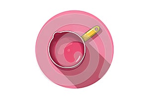 Pink Saucepan with Yellow Handle on a Pink Circle Background