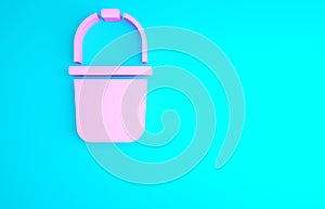 Pink Sauna bucket icon isolated on blue background. Minimalism concept. 3d illustration 3D render