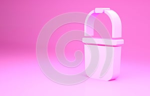 Pink Sauna bucket icon isolated on pink background. Minimalism concept. 3d illustration 3D render