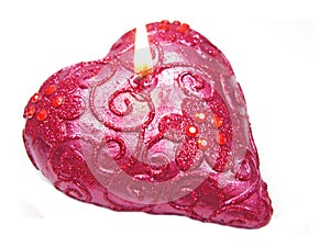 Pink scented aroma candle heart shape