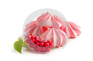 Pink Schisandra meringue isolated on white background